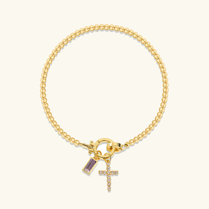 [GALE]Amalia Birthstone Cross Bracelet