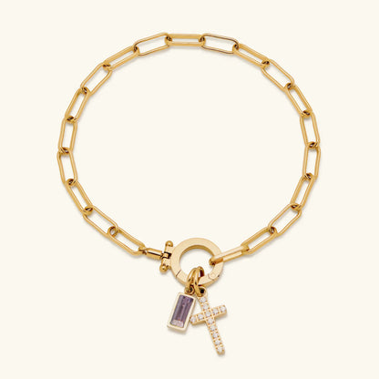 [GALE]Annabella Birthstone Cross Bracelet