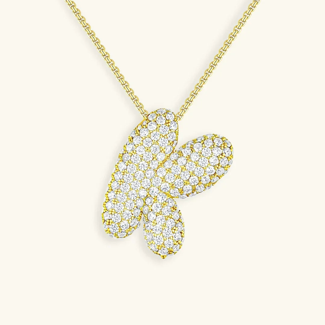 [GALE]Bubble Initial Diamond Necklace