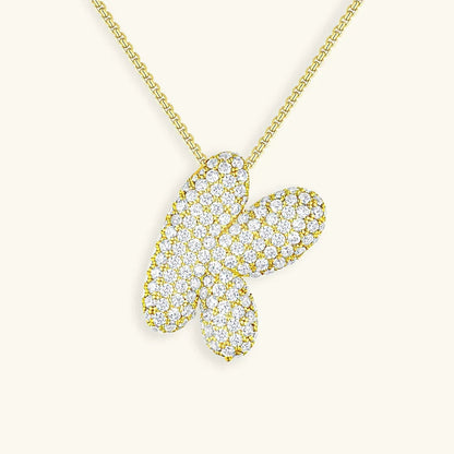 [GALE]Bubble Initial Diamond Necklace