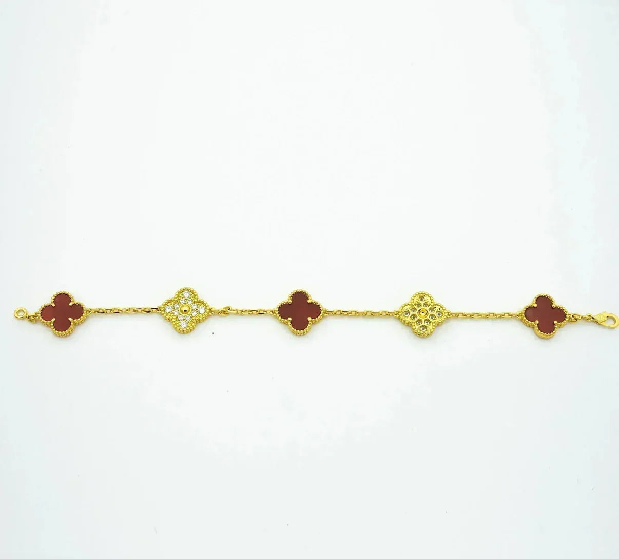 [GALE] CLOVER 5 MOTIF RED CORNELIAN BRACELET COLLECTION