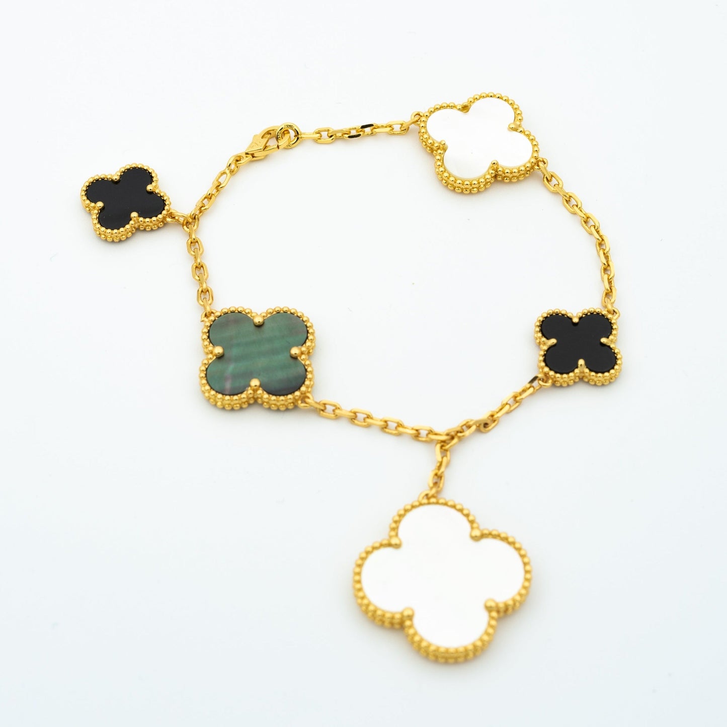 [GALE]CLOVER BRACELET 5 MOTIFS ONYX MOP