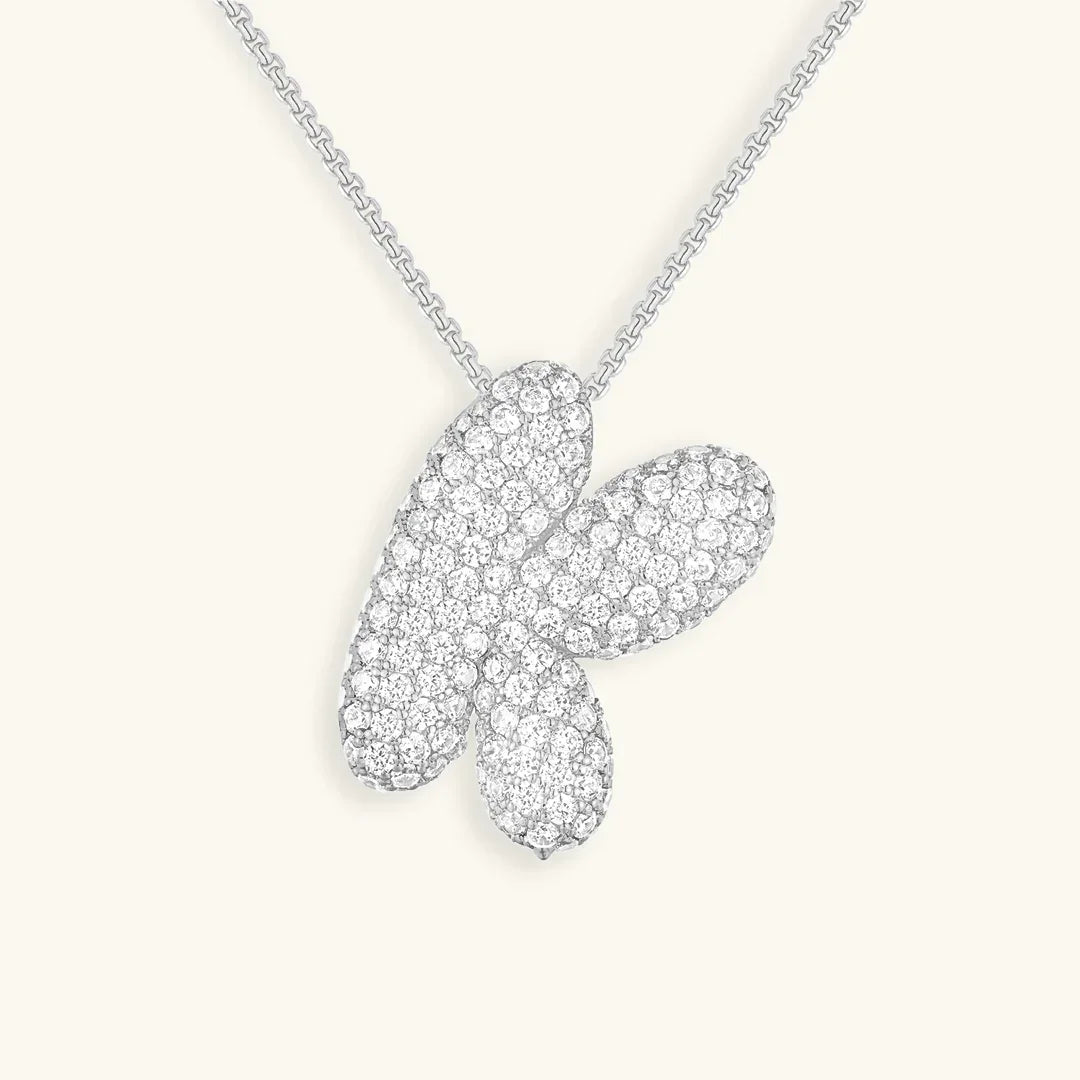 [GALE]Bubble Initial Diamond Necklace