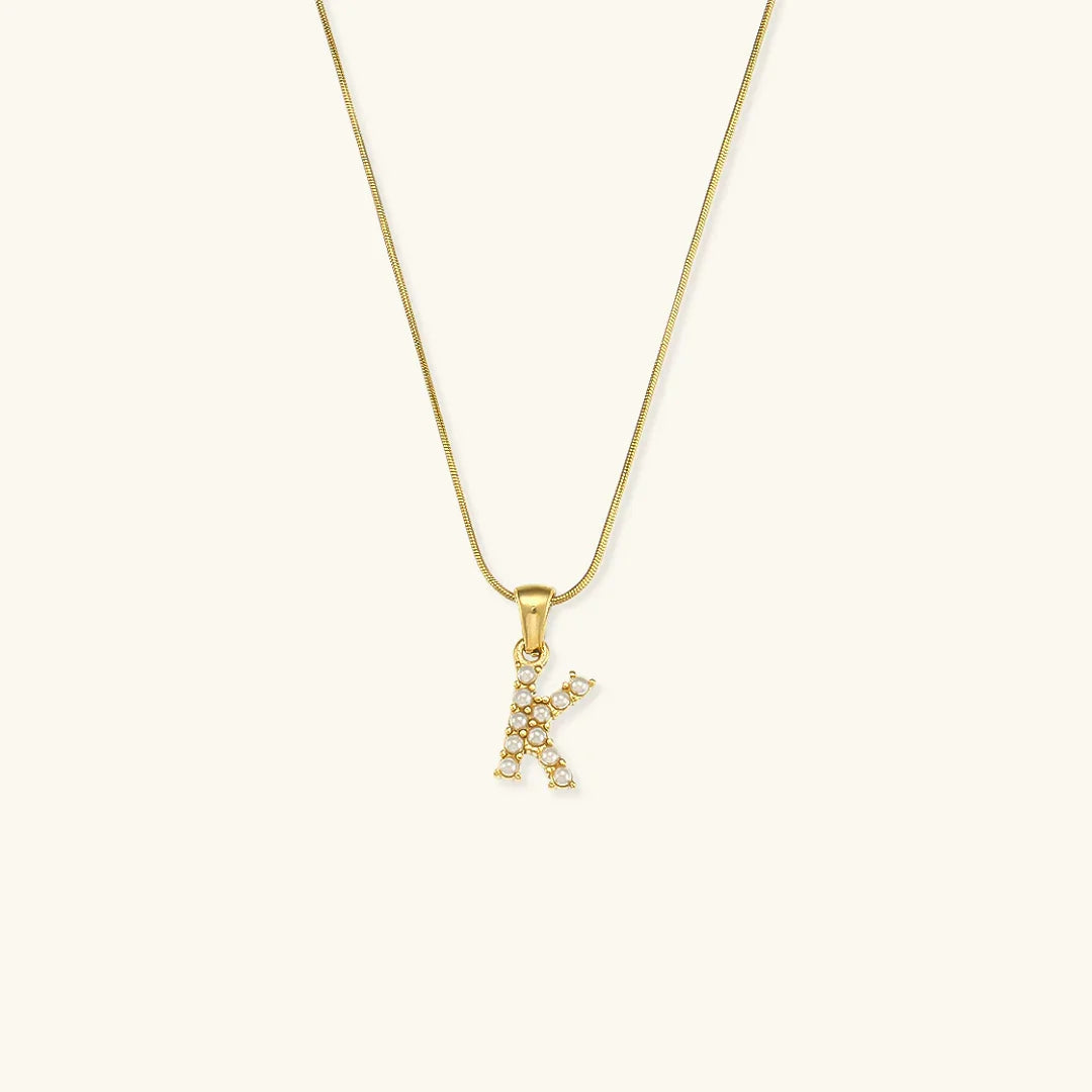 [GALE]Augustine Initial Letter Pearl Necklace