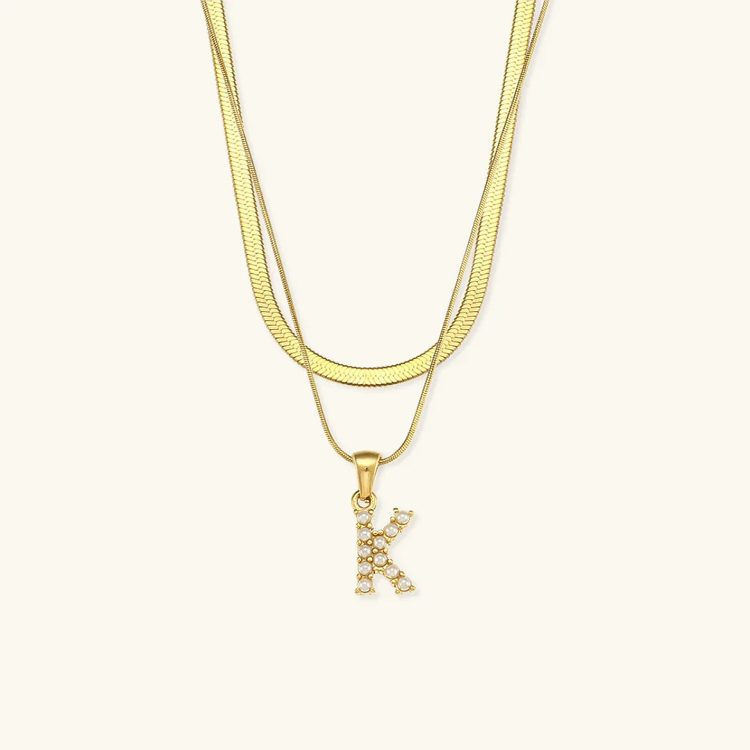 [GALE]Fiona Layered Gold Initial Letter Necklace