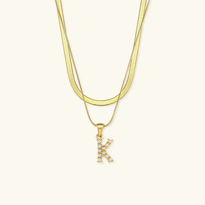 [GALE]Fiona Layered Gold Initial Letter Necklace