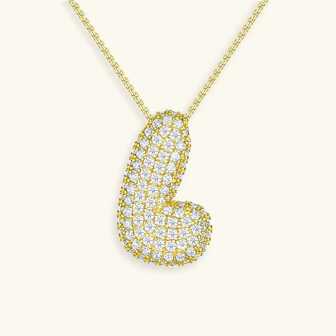 [GALE]Bubble Initial Diamond Necklace