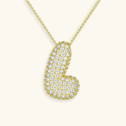 [GALE]Bubble Initial Diamond Necklace