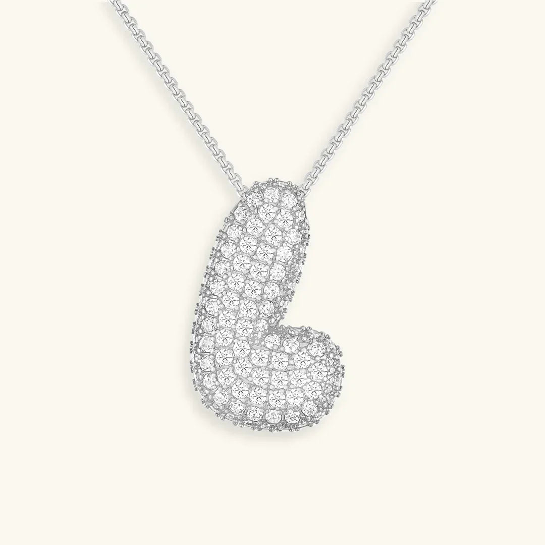 [GALE]Bubble Initial Diamond Necklace