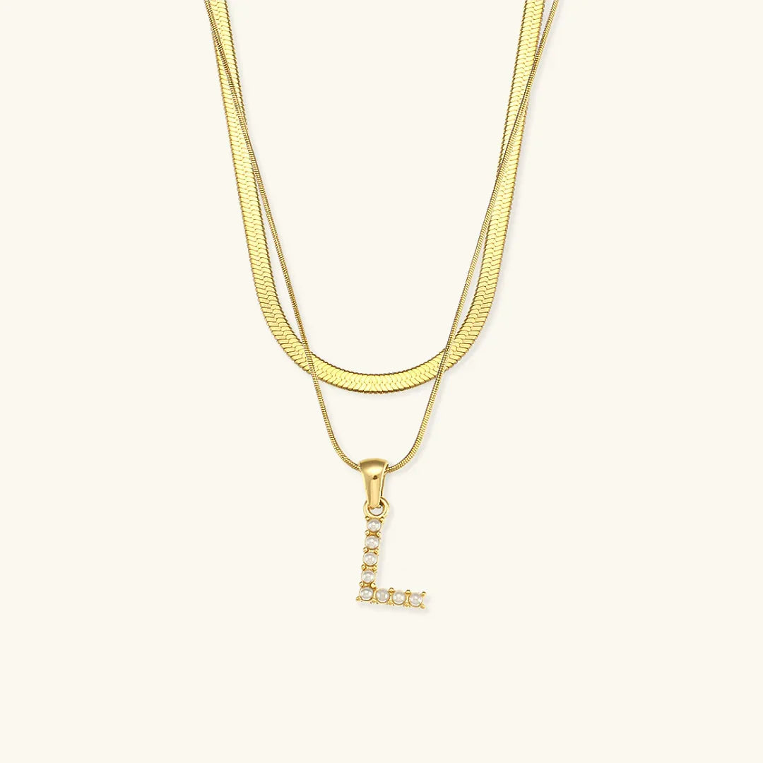 [GALE]Fiona Layered Gold Initial Letter Necklace