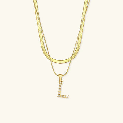 [GALE]Fiona Layered Gold Initial Letter Necklace