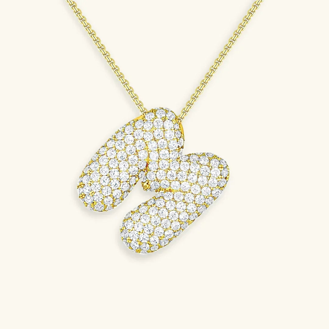 [GALE]Bubble Initial Diamond Necklace