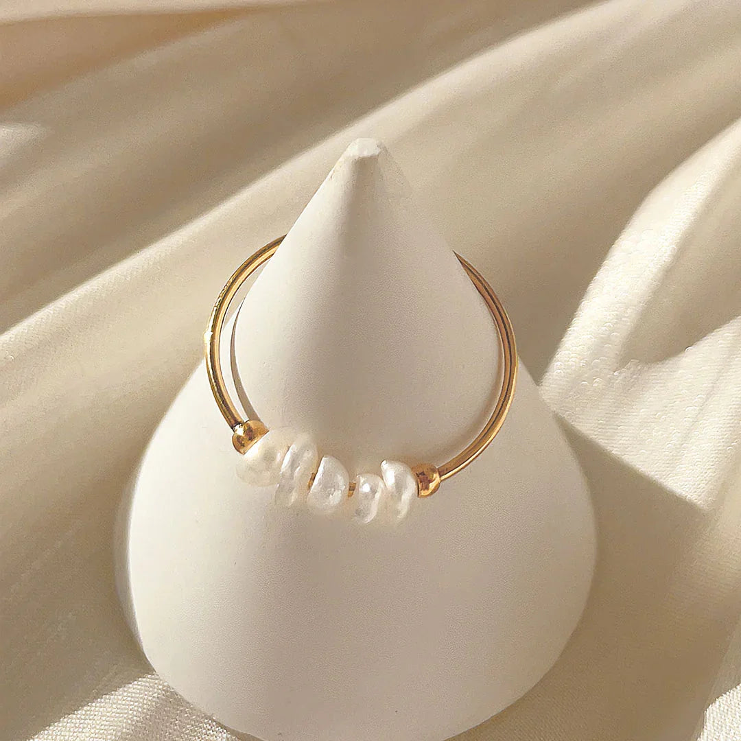 [GALE]Magnolia Freshwater Pearl Gold Ring