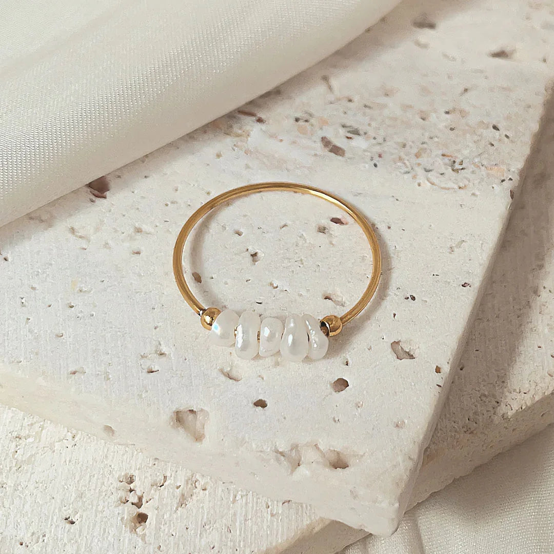 [GALE]Magnolia Freshwater Pearl Gold Ring