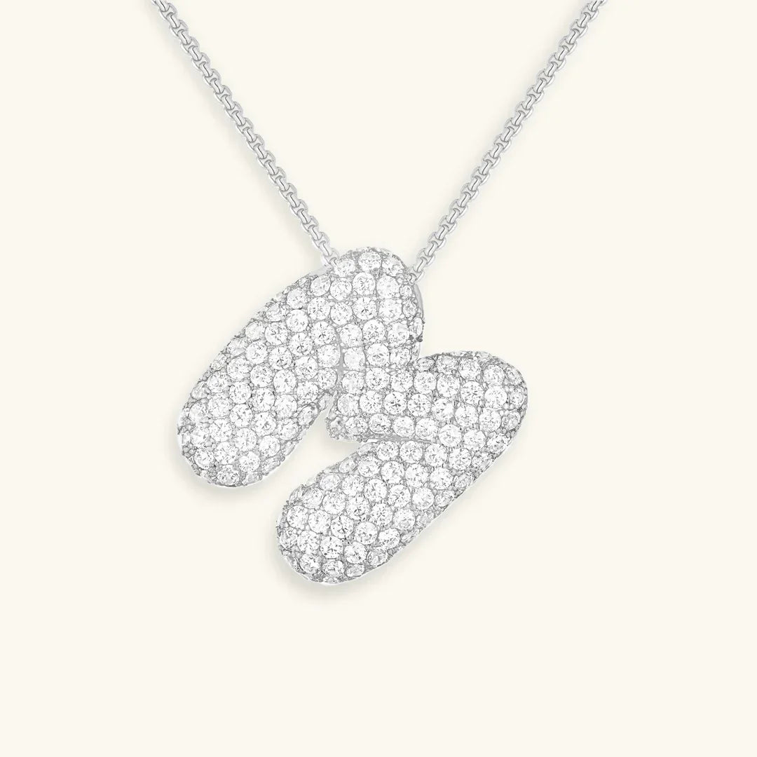 [GALE]Bubble Initial Diamond Necklace