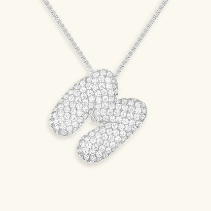 [GALE]Bubble Initial Diamond Necklace