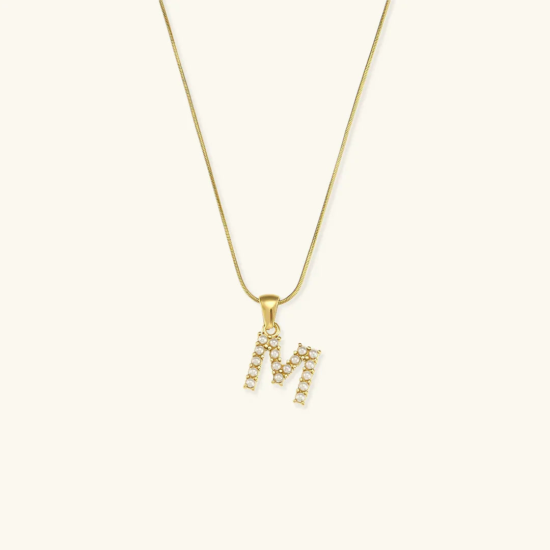 [GALE]Augustine Initial Letter Pearl Necklace