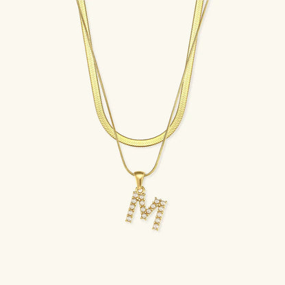 [GALE]Fiona Layered Gold Initial Letter Necklace
