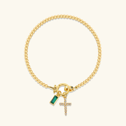 [GALE]Amalia Birthstone Cross Bracelet