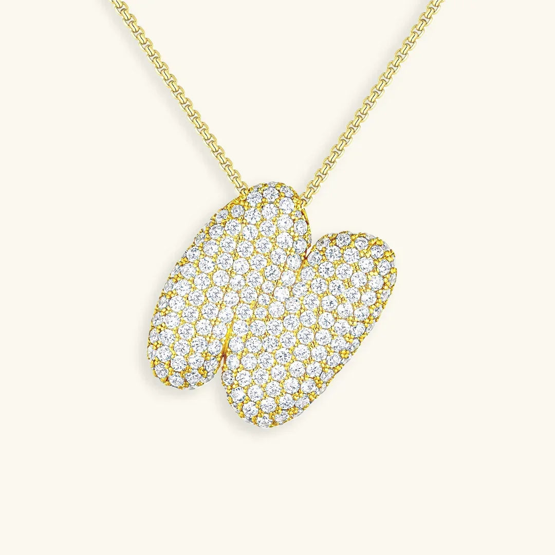 [GALE]Bubble Initial Diamond Necklace
