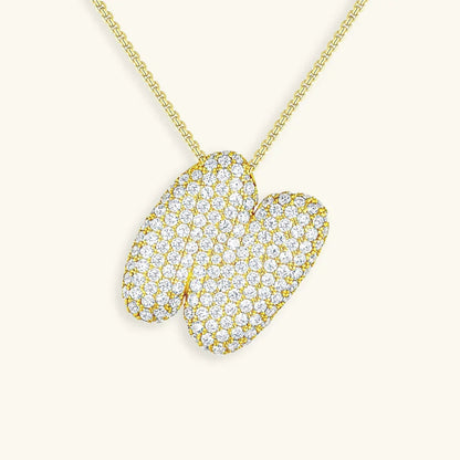[GALE]Bubble Initial Diamond Necklace