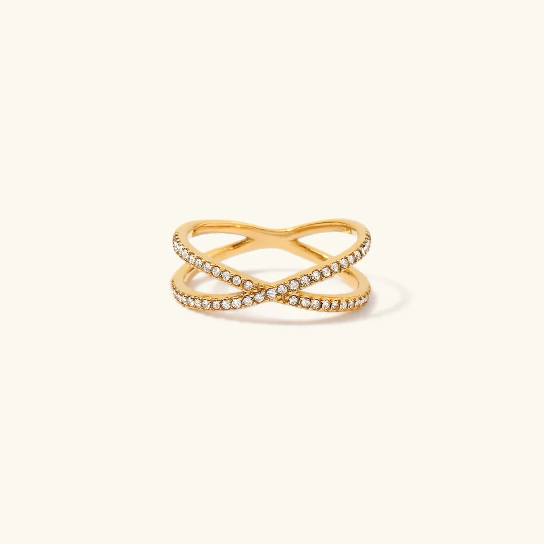 [GALE]Nia Gold Diamond Cross Ring