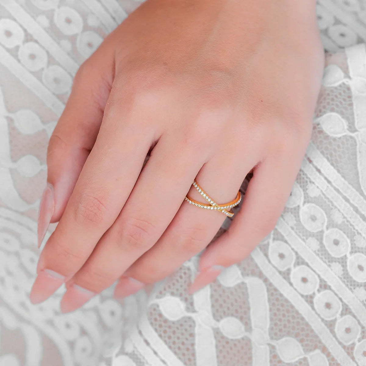 [GALE]Nia Gold Diamond Cross Ring