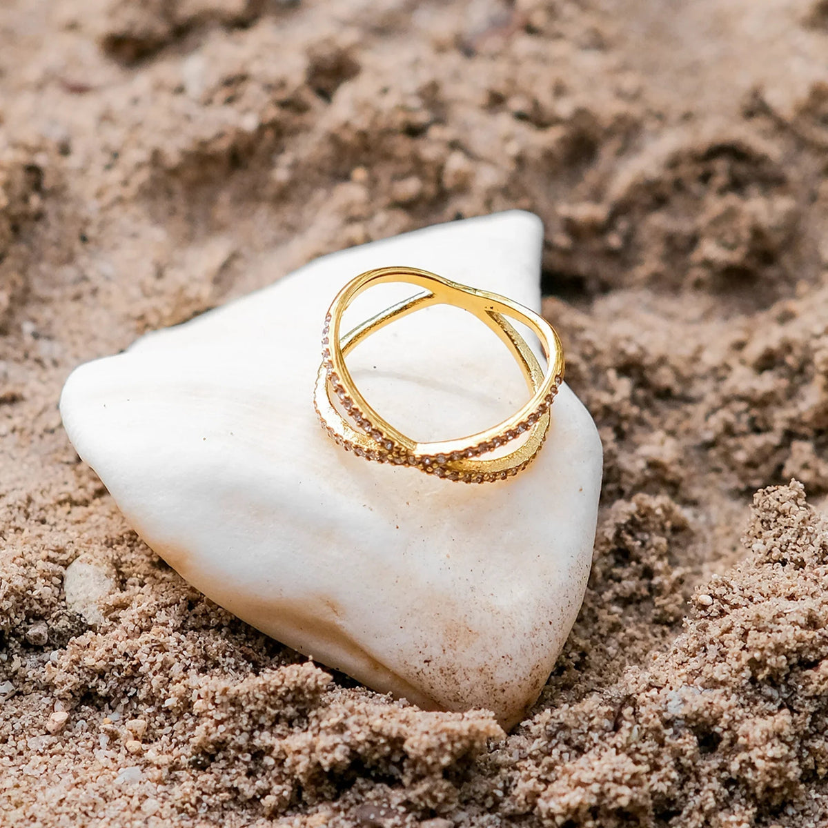 [GALE]Nia Gold Diamond Cross Ring