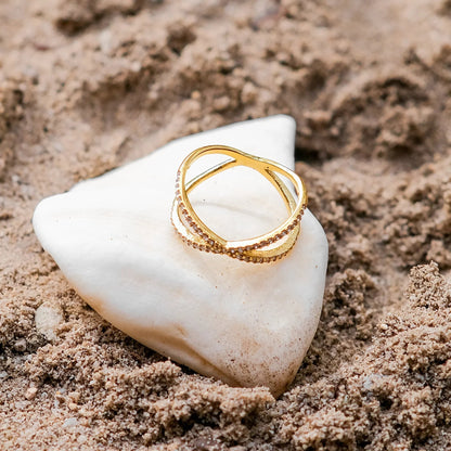 [GALE]Nia Gold Diamond Cross Ring