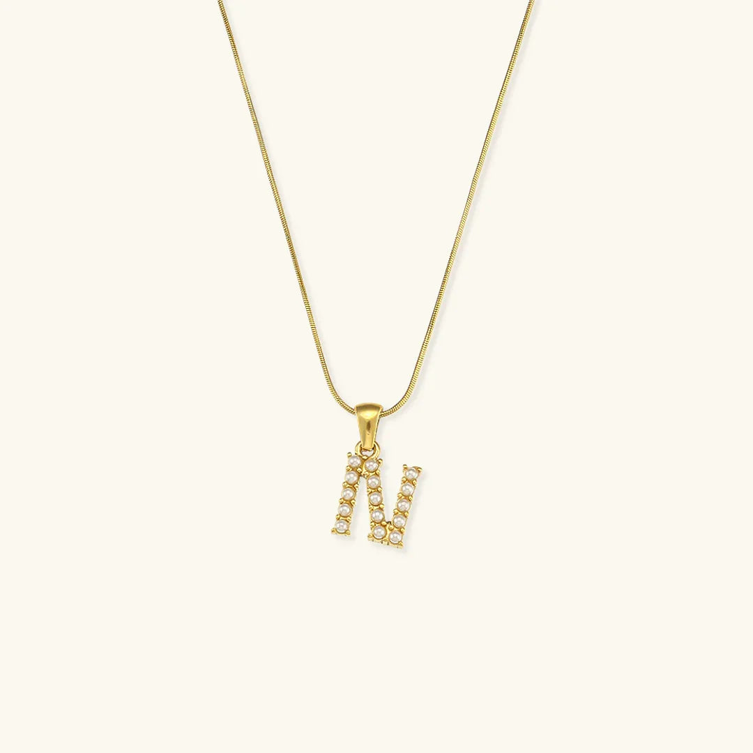 [GALE]Augustine Initial Letter Pearl Necklace