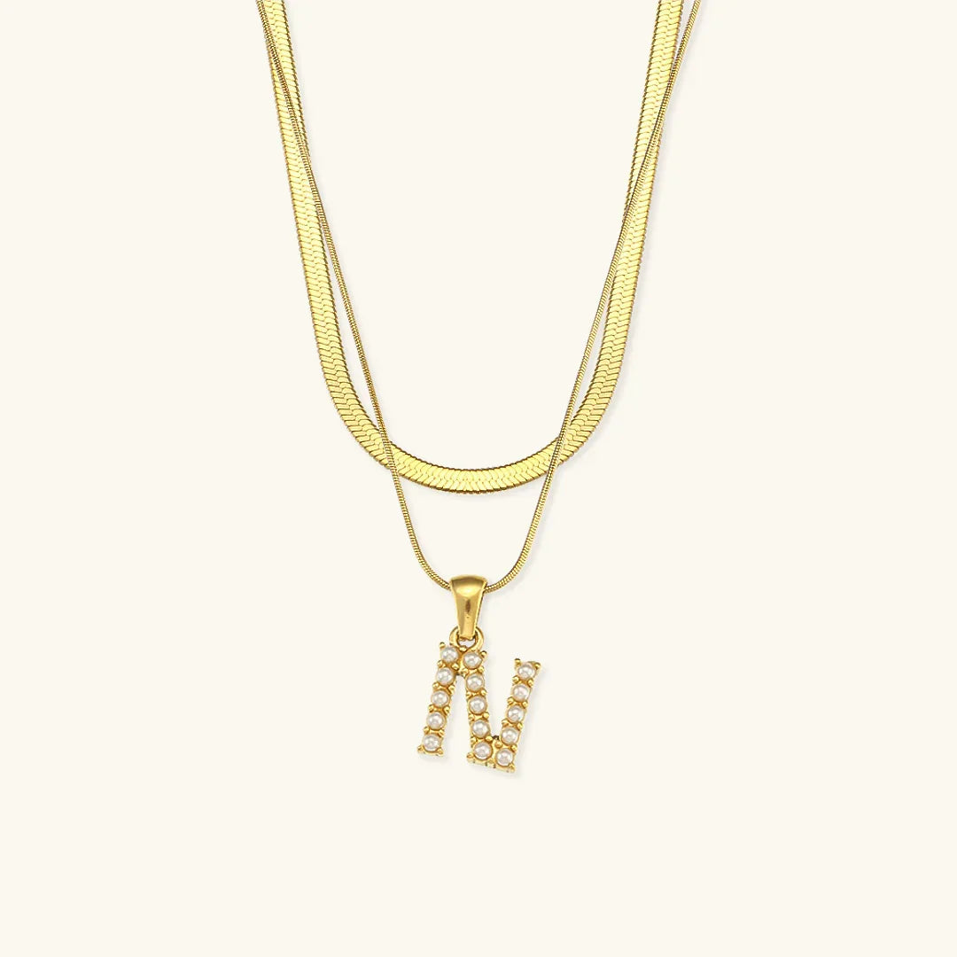 [GALE]Fiona Layered Gold Initial Letter Necklace