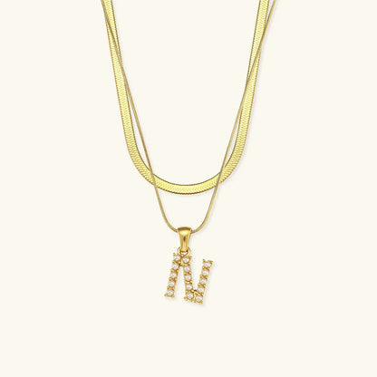 [GALE]Fiona Layered Gold Initial Letter Necklace