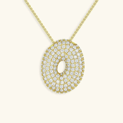 [GALE]Bubble Initial Diamond Necklace