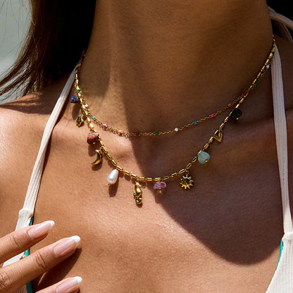 [GALE]Cambria Coastal Charm Layered Necklace