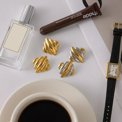 [GALE]Maxine Rippled Gold Earrings