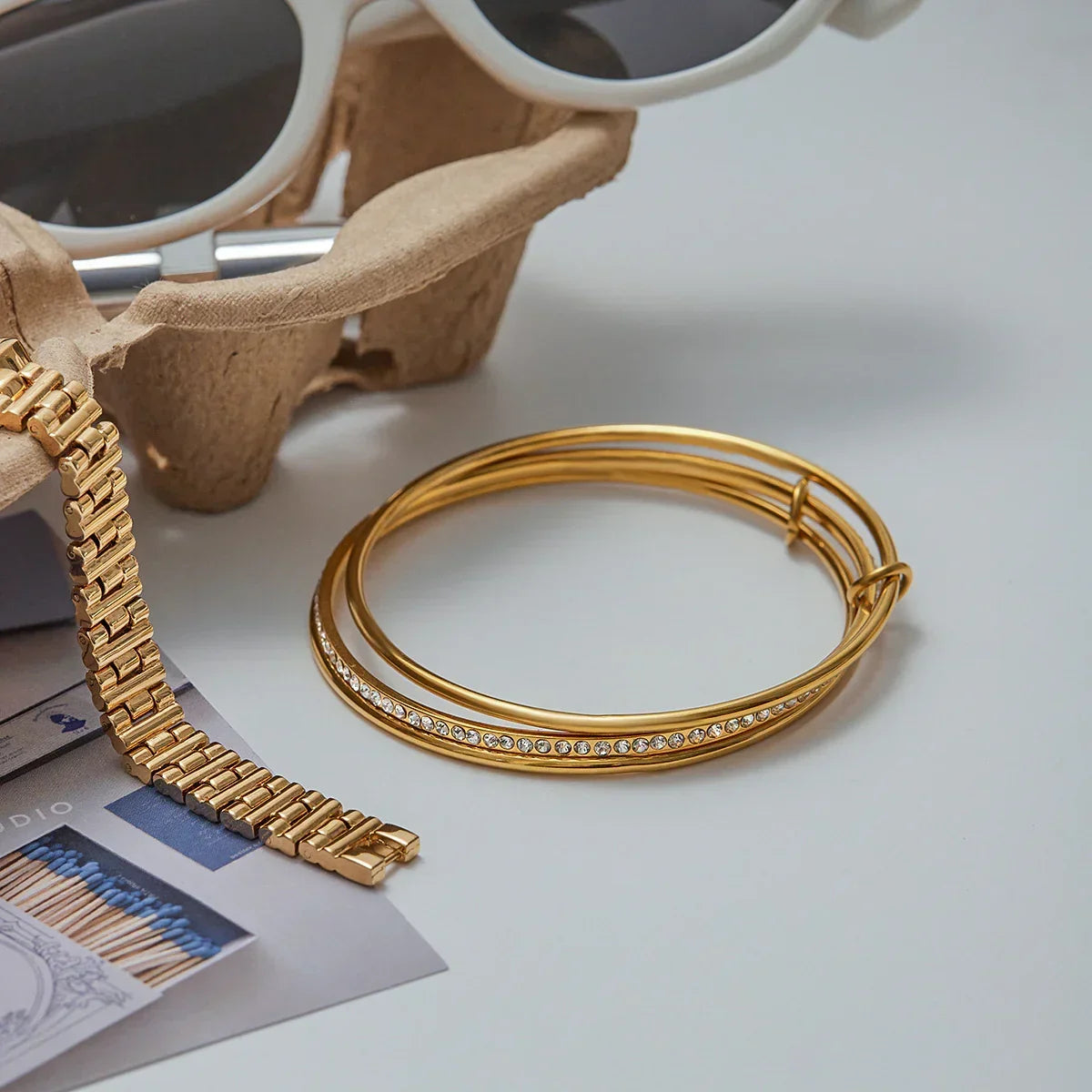 [GALE]Quinley Stacked Diamond Bracelet