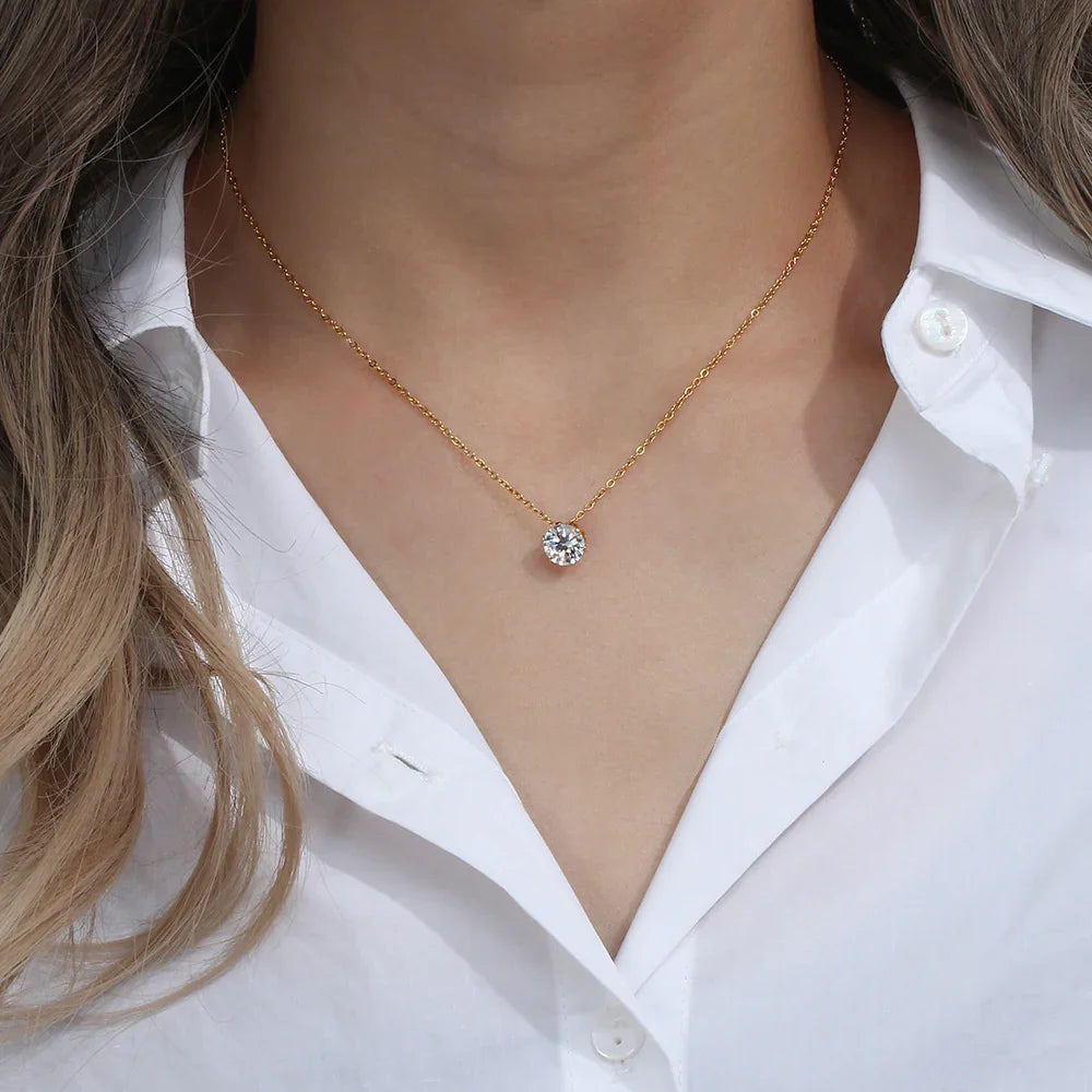 [GALE]Kyla Solitaire Gold Necklace
