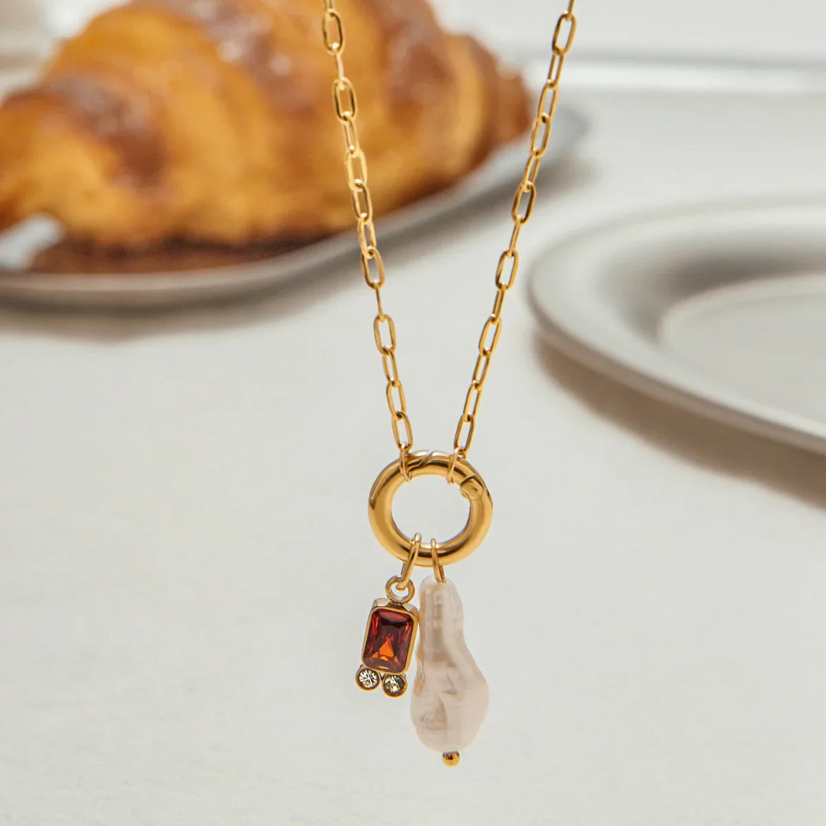 [GALE]Caitlin Birthstone Pearl Necklace