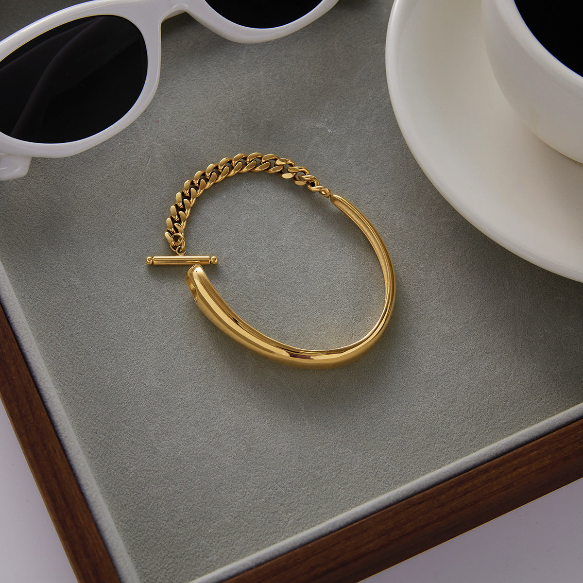 [GALE]Myrna Chained Gold Bangle