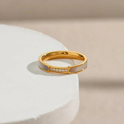 [GALE]Gabrielle Diamond Simulant Gold Ring