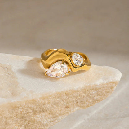 [GALE]Soletta Diamond Teardrop Gold Ring