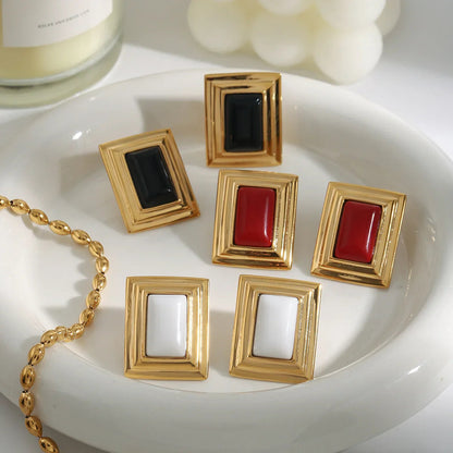 [GALE]Sybil Gold Enamel Earrings