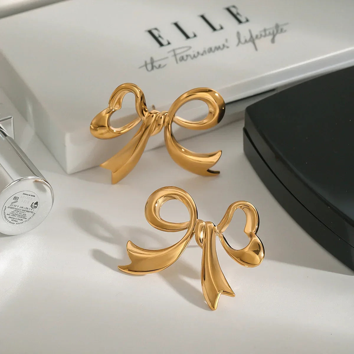 [GALE]Carissa Gold Bowtie Earrings