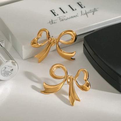[GALE]Carissa Gold Bowtie Earrings