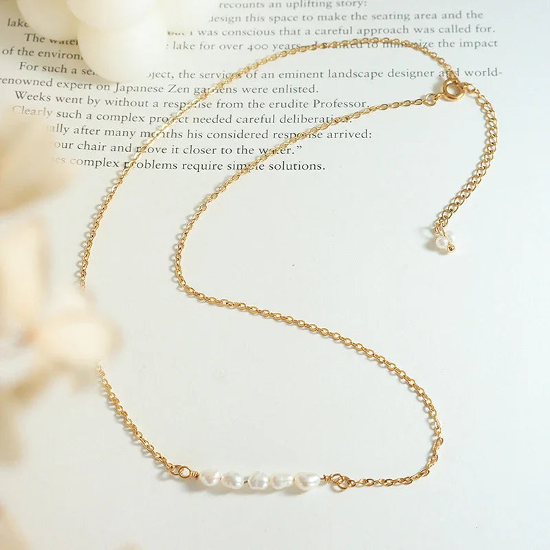 [GALE]Fleur Freshwater Pearl Gold Necklace