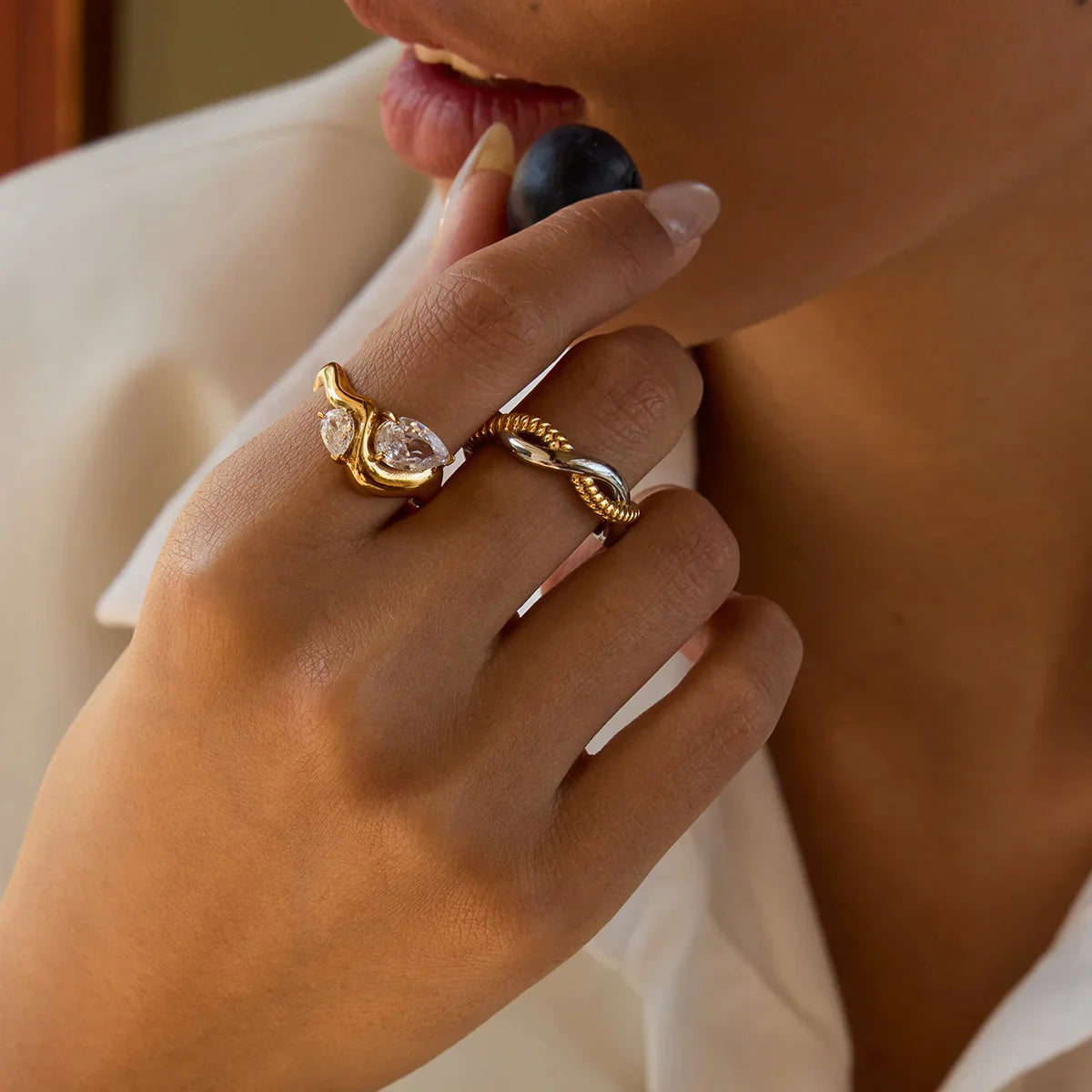 [GALE]Soletta Diamond Teardrop Gold Ring