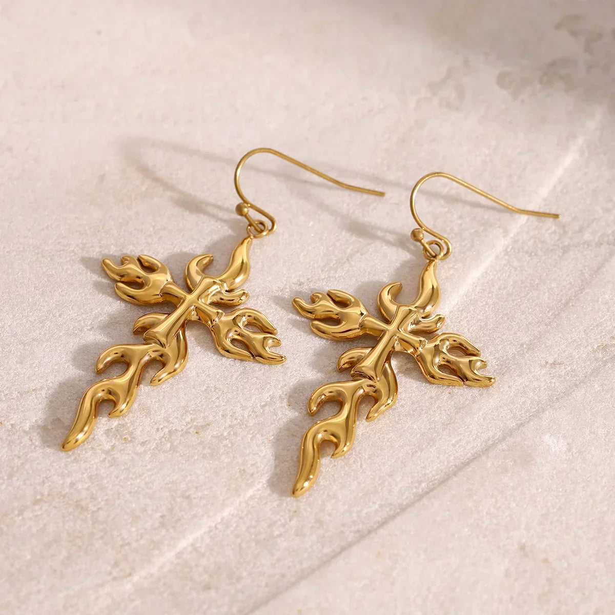 [GALE]Adrielle Branched Cross Gold Earrings