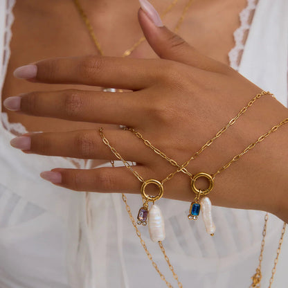 [GALE]Caitlin Birthstone Pearl Necklace