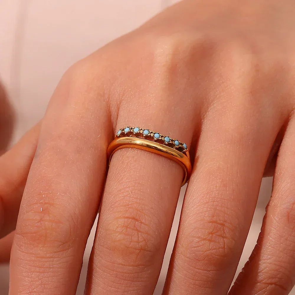 [GALE]Adeline Diamond Simulant Gold Ring