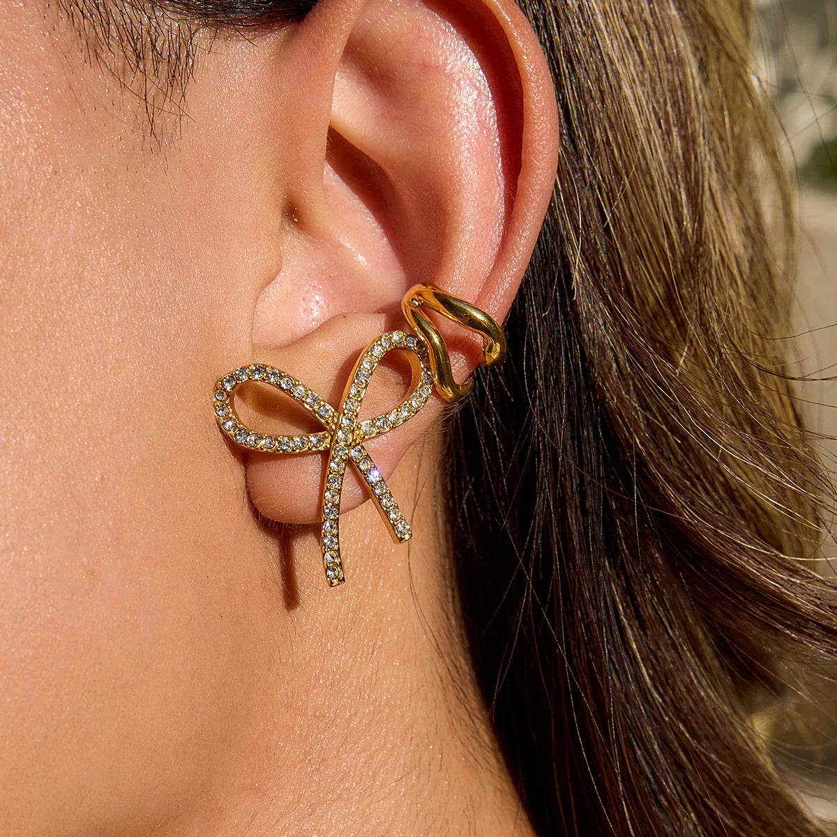[GALE]Dannah Diamond Bow Tie Earrings